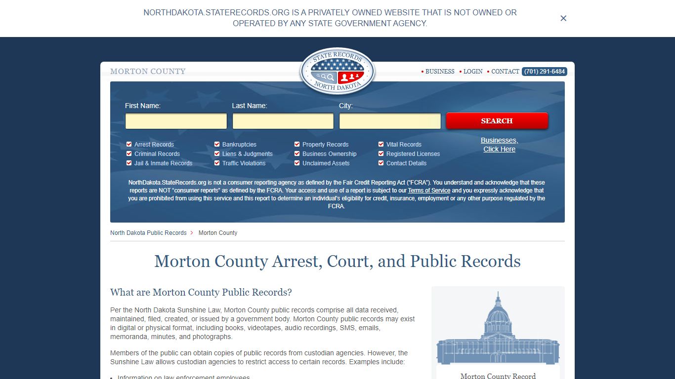 Morton County Arrest, Court, and Public Records