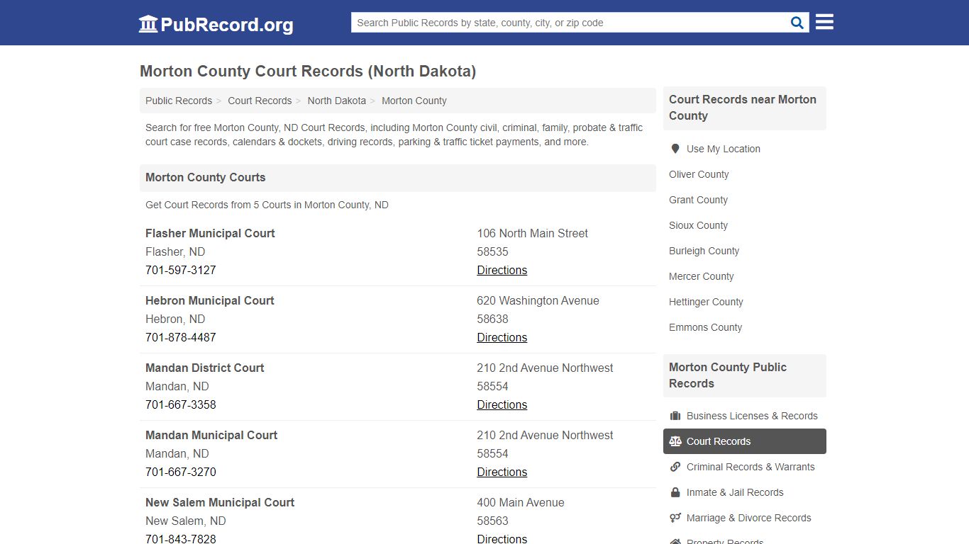 Morton County Court Records (North Dakota) - pubrecord.org