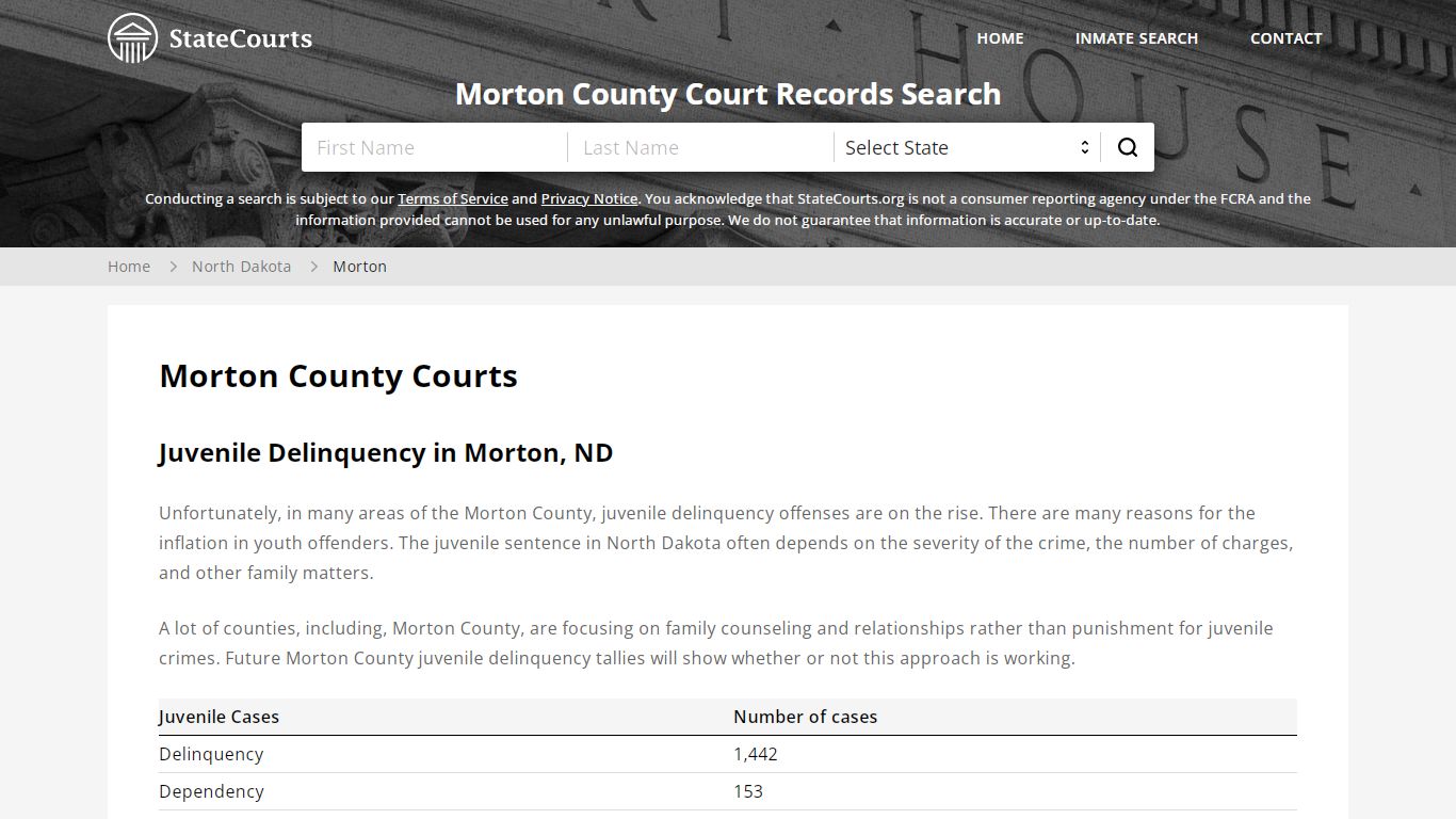 Morton County, ND Courts - Records & Cases - StateCourts